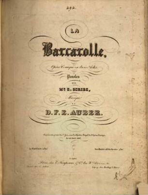 La barcarolle : opéra comique en 3 actes
