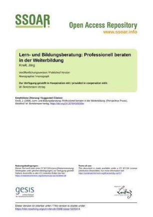 Lern- und Bildungsberatung: Professionell beraten in der Weiterbildung