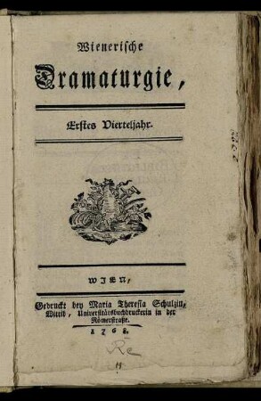 Wienerische Dramaturgie : erstes Vierteljahr