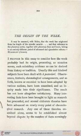 The Origin of the Week