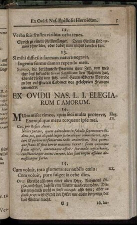 Ex Ovidii Nas. L. I. Elegiarum f. Amorum. - Ex Ovidii Nasonis L. III. Elegiarum f. Amorum.