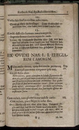 Ex Ovidii Nas. L. I. Elegiarum f. Amorum. - Ex Ovidii Nasonis L. III. Elegiarum f. Amorum.