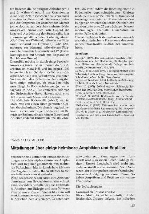 Mitteilungen über einige heimische Amphibien und Reptilien