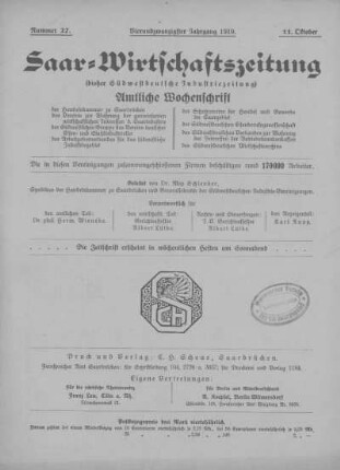 Nummer 27: 11. Oktober 1919