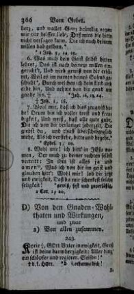 D) Von den Gnaden-Wohlthaten und Wirkungen,[...]