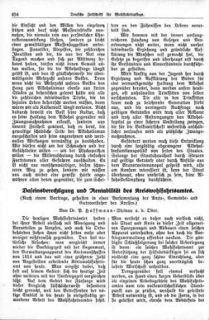 Daseinsberechtigung und Rentabilität des Kreiswohlfahrtsamtes