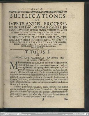 Titulus I. De Iurisdictione Camerali, Ratione Personarum Fundata