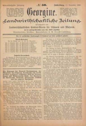 Achtundfünfzigster Jahrgang. No. 50. Insterburg, 11. Dezember 1890.