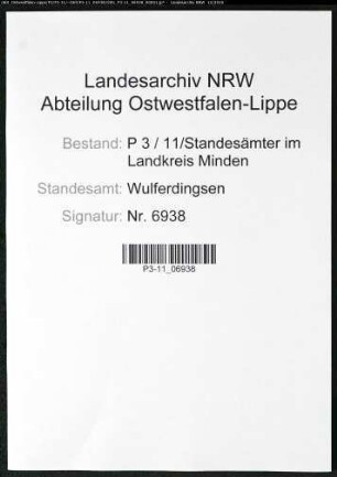 Sterberegister Standesamt Wulferdingsen