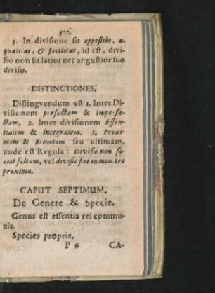 Caput Septimum. De Genere & Specie.