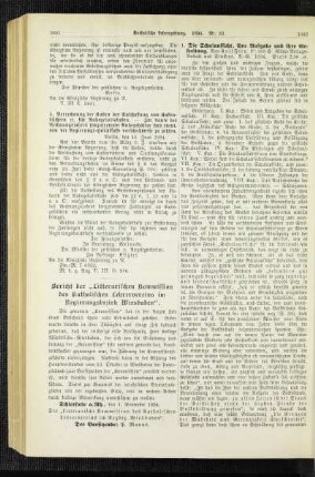 Bericht der "Litterarischen Kommission des Katholischen Lehrervereins im Regierungsbezirk Wiesbaden"