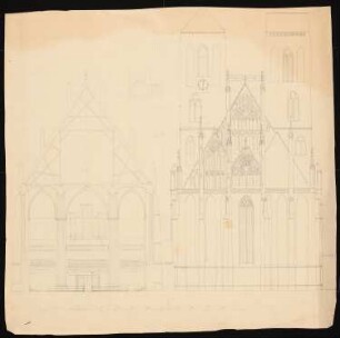 Pfarrkirche St. Marien, Prenzlau Umbau: Ansicht, Schnittstudie