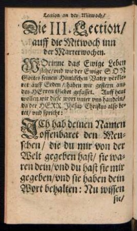 Die III. Lection/ auff die Mitwoch inn der Marterwochen.
