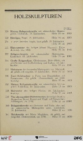 Holzskulpturen (Nr. 329-345)