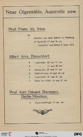 Neue Ölgemälde, Aquarelle usw (Nr. 1-57)