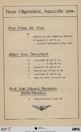 Neue Ölgemälde, Aquarelle usw (Nr. 1-57)