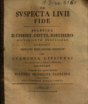 De Svspecta Livii Fide