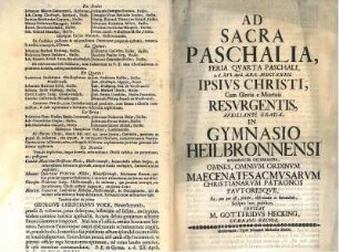 Einladung von Rektor G. Hecking zu einer Schulfeier des Gymnasiums an Ostern (Druck Mayer HN)