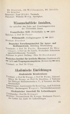 29, Wissenschaftliche Anstalten