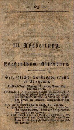III. Abtheilung : Fürstenthum Altenburg