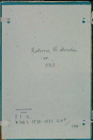 Kirchenbuchduplikat der evangelischen Gemeinde Rehme, Kreis Minden (GHT 1870-1873) (Gemeinde: Evangelische Gemeinde Rehme)
