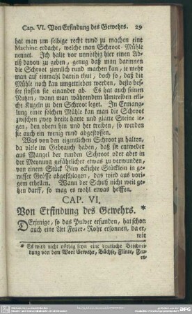 Cap. VI. Von Erfindung des Gewehrs