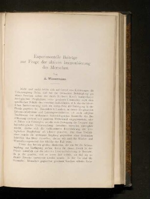Experimentelle Beiträge zur Frage der aktiven Immunisierung des Menschen