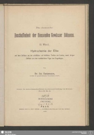2: Hydrochemie der Elbe und ihrer Zuflüsse aus den nördlichen und östlichen Theilen des Landes, sowie einiger Zuflüsse aus dem nördöstlichen Flügel des Erzgebirges