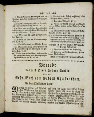 Vorrede des seel. Herrn Johann Arndts über das Erste Buch vom wahren Christenthum.