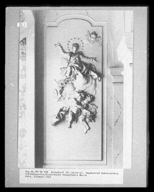 Stuckrelief, Himmelfahrt Mariä : Jagdschloss Hubertusburg, Schlosskapelle, Stuckrelief, Himmelfahrt Mariä