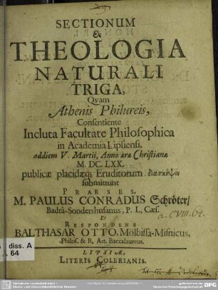Sectionum & theologia naturali triga