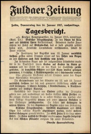 Zweite Ausgabe vom Donnerstag, den 14. Januar 1915.