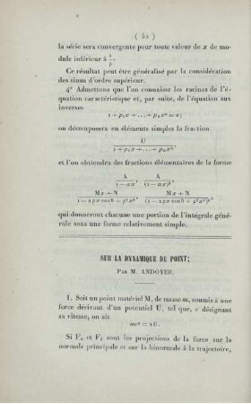 Sur la dynamique du point.