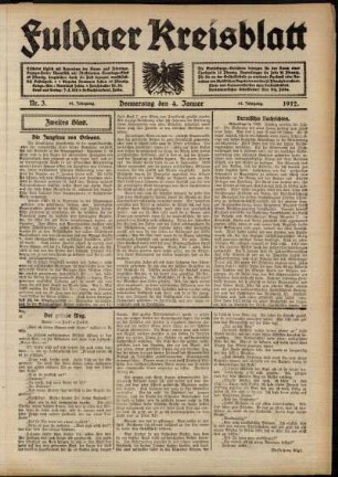 Zweite Ausgabe vom Donnerstag, den 04. Januar 1912.