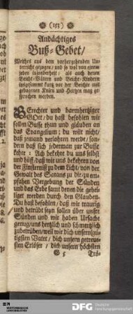 Andächtiges Buß-Gebet