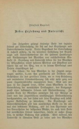Fünftes Kapitel. Ueber Erziehung und Unterricht.