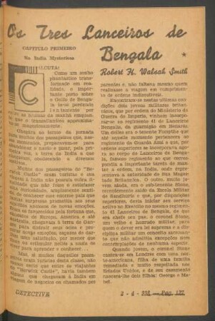 Os très lanceiros de Bengala : [Grande Romance]. (Contínua no próximo número)