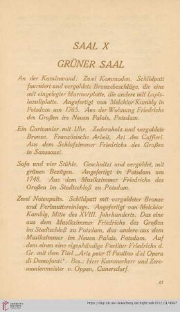 Saal X Grüner Saal (Nr. 238 - 251)