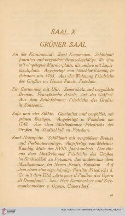 Saal X Grüner Saal (Nr. 238 - 251)