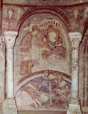 Traditio legis, umgeben von Heiligen, Aposteln und Märtyrern — Märtyrerszenen des heiligen Blasius und des heiligen Laurentius — Szenen aus dem Martyrium des heiligen Blasius von Sebaste