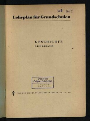 1954: Geschichte : 5. bis 8. Klasse