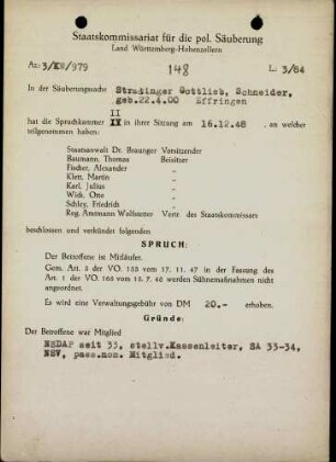 Stradinger, Gottlieb