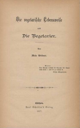 Die vegetarische Lebensweise und die Vegetarier