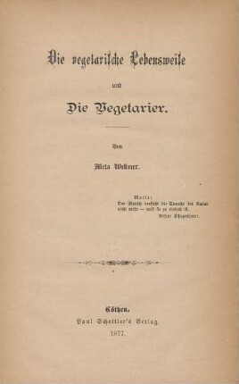 Die vegetarische Lebensweise und die Vegetarier