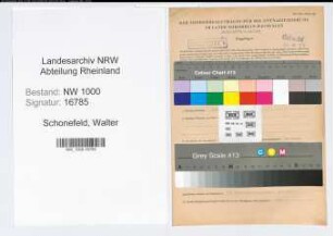 Entnazifizierung Walter Schonefeld, geb. 12.06.1899 (Vertreter)