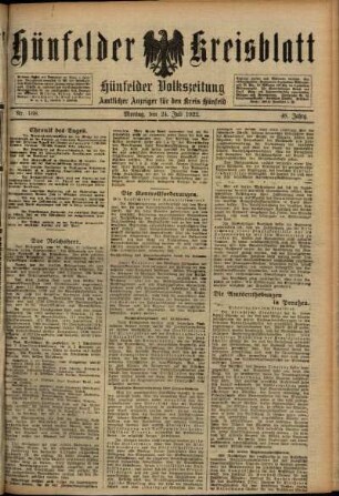 Ausgabe vom Montag, den 24. Juli 1922.
