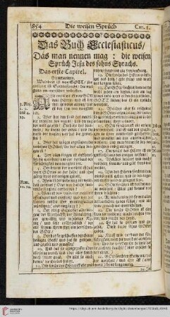 Das Buch Ecclesiasticus, das man nennen mag: die weisen Sprüch Jesu des sohns Syrachs