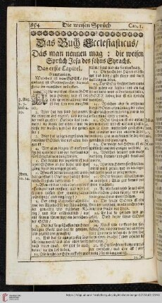 Das Buch Ecclesiasticus, das man nennen mag: die weisen Sprüch Jesu des sohns Syrachs