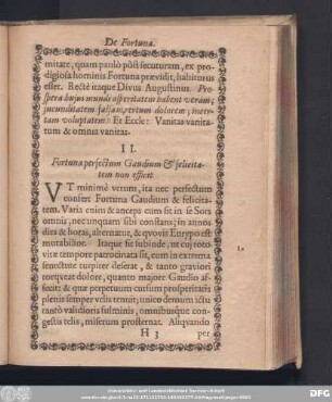 II. Fortuna perfectum Gaudium & felicitatem non efficit.