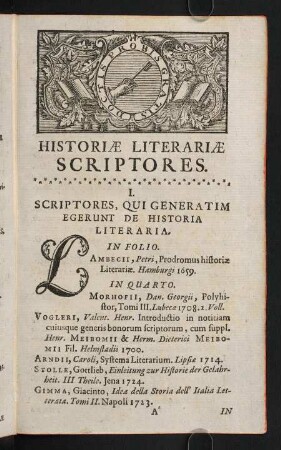 1-124, Historiae Litterariae Scriptores